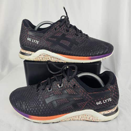 Asics Gel-Lyte EVO HN543 Black Multicolor Comfort Running Walking Shoes Size 9.5