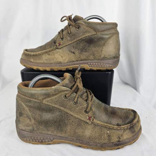 Twisted X (Womens 7 M) Brown Lace Up Driving Moc Leather Chukka Boots