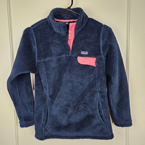 PATAGONIA Girls Synchilla SNAP-T Fleece Navy Blue Pullover Size