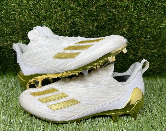 Size 7 Men’s Adidas Adizero White Gold Metallic Football Cleats Chrome