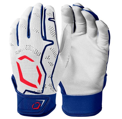 EvoShield Pro-SRZ WHITE/NAVY/SCARLET 2XL Men's Baseball Batting Gloves -WB57118062XL
