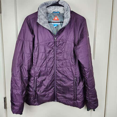 Columbia Womens Omni Heat Purple Puffer Jacket Full Zip Fleece Collar Size: L