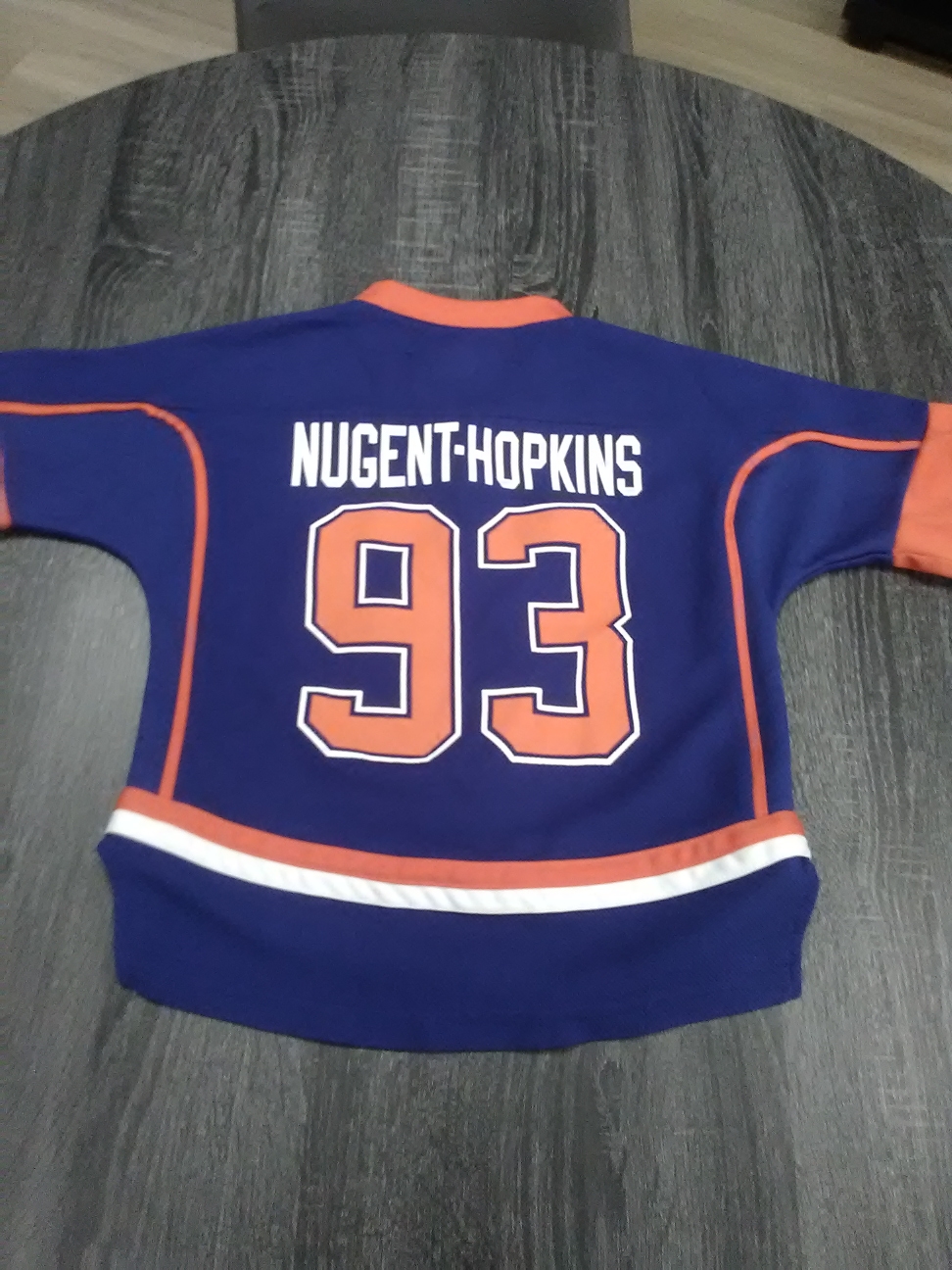 Blue and orange Ryan-Nugent-Hopkins Edmonton Oilers UsedJersey