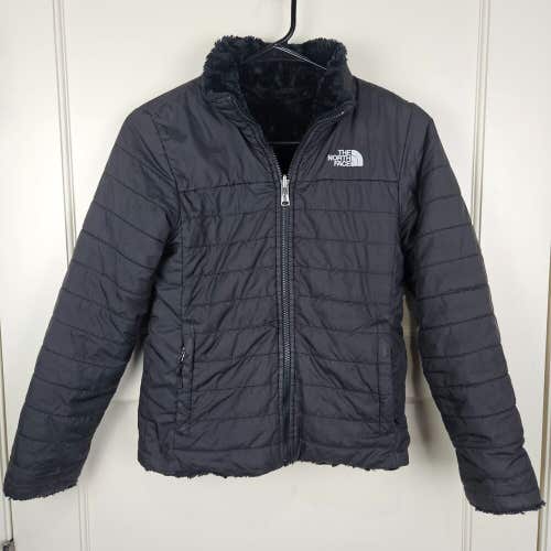 The North Face Girl’s Mossbud Swirl Black Reversible Jacket Size M (10/12)