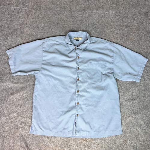 Tommy Bahama Mens Shirt Extra Large Blue Silk Blend Lightweight Casual Pocket