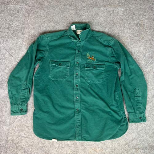 LL Bean Mens Shirt Extra Large Green Flannel Button Up Camois Shirt Heavy USA