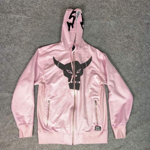 Stussy X Futura Mens Hoodie Extra Large Pink Black Demon Zip Casual Streetwear