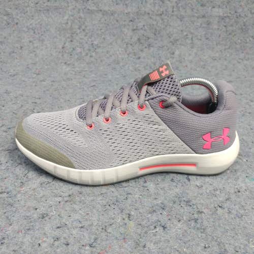 Under Armour Micro G Pursuit Girls 5Y Running Shoes Low Top Trainers Gray