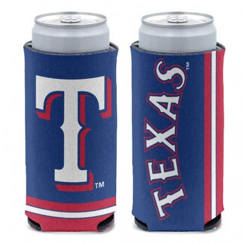 Texas Rangers MLB Slim Can Cooler Two Sided Design