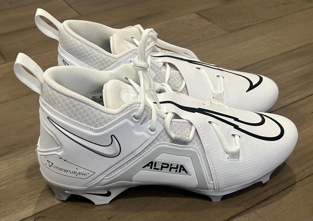 Size 12 Men’s Nike Alpha Menace Pro 3 White Black Football Cleats