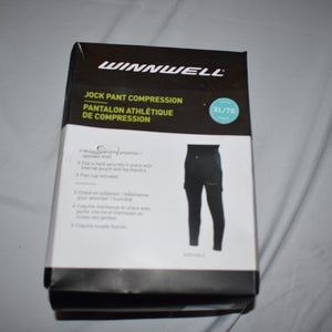 NEW - Winnwell Hockey Jock Long Compression Pant, Black, Youth XL