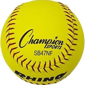 Champion Sports Adult Leather Cover Poly Core 12 Inch Optic Yellow Softball NWT