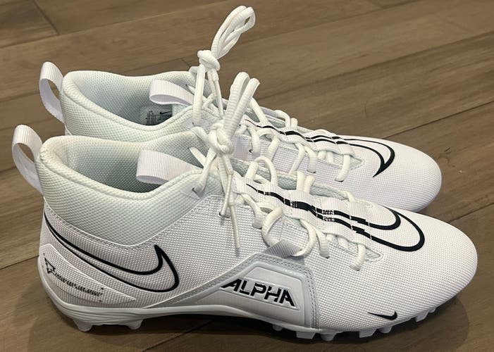 Size 12 Men’s Nike Alpha Menace Varsity 3 White  Football Cleats