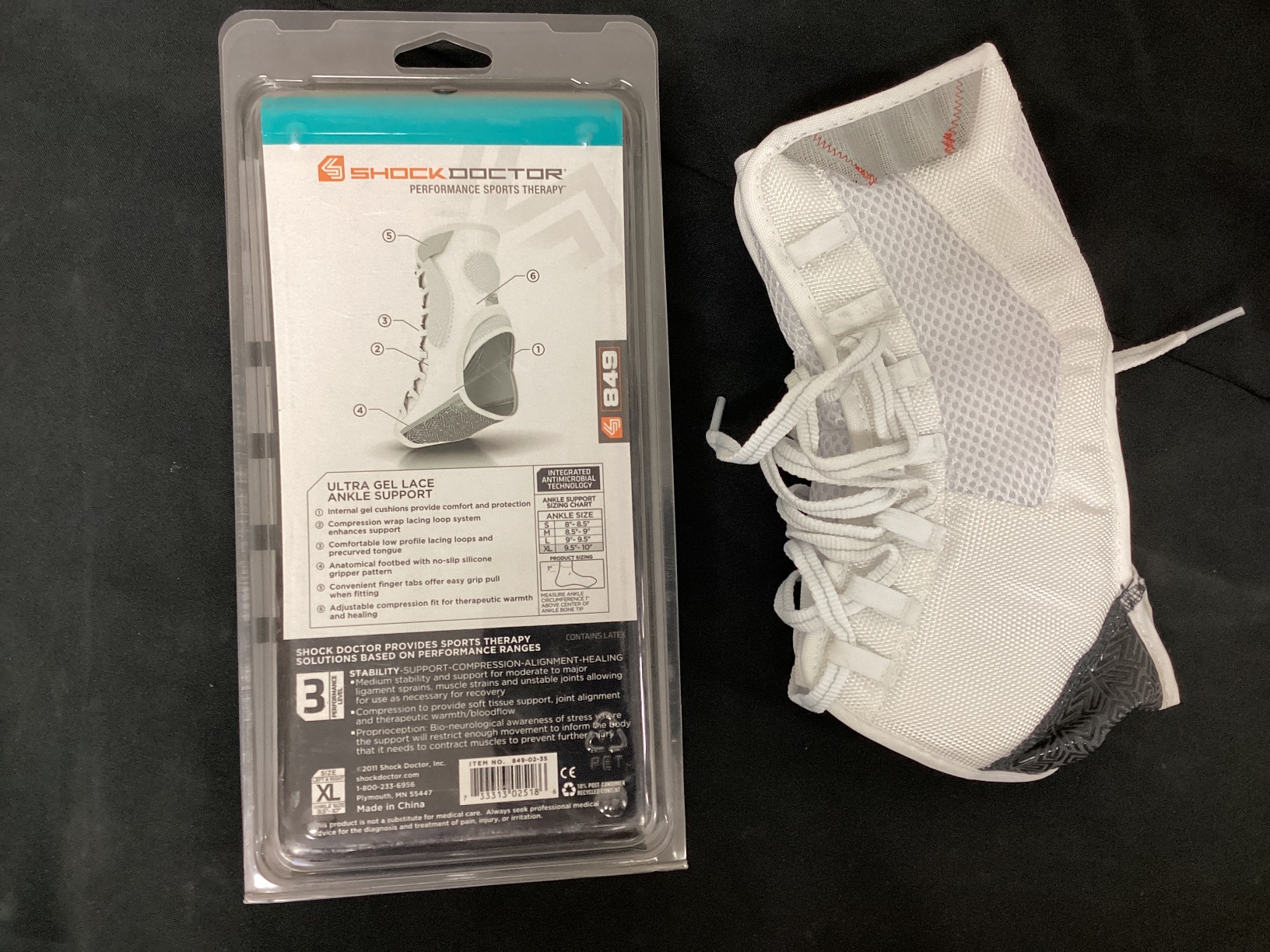 New Shock Dr Ultra Gel Lace Ankle Support xlarge white