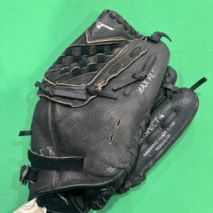 Black Used Mizuno Power close Right Hand Throw Pitcher's Baseball Glove 10.75"
