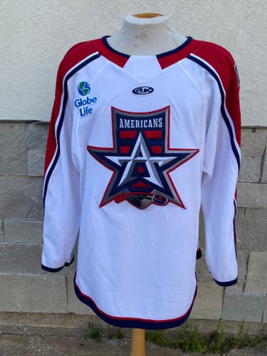 AK Allen Americans ECHL Pro Stock Game Used Jerseys Signed White FARMER 8965