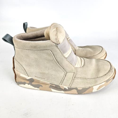 Sorel Out N About Plus Beige Suede Waterproof Winter Boots Women 7 NL3798-005