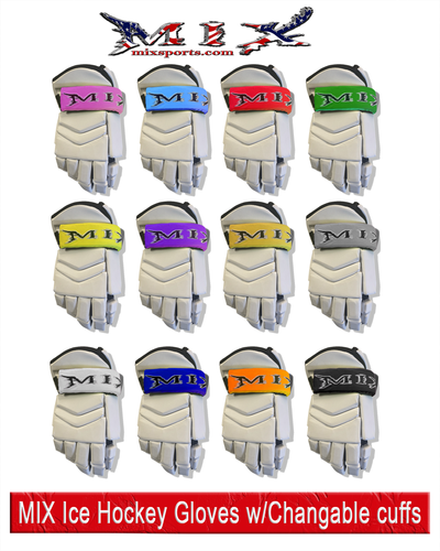 10" MIX Ice Hockey MX5 Gloves - White Out ((Free Color Cuffs)) **White cuffs included.