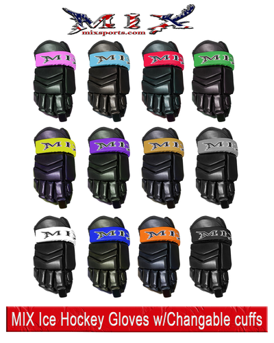 10" MIX Ice Hockey MX5 Gloves - Black Out ((Free Color Cuffs)) **Black cuff included.