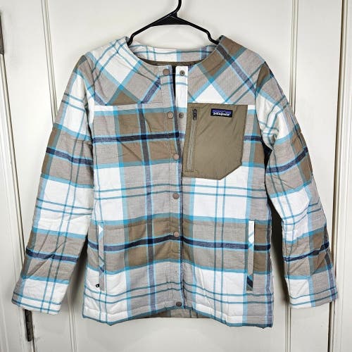Patagonia Heywood Plaid Jacket Insulated Quilted Cream Blue Women's Size: M