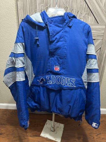Detroit Lions Starter Pro Line Pullover Puffer Jacket ~ Vintage 90s ~ XL