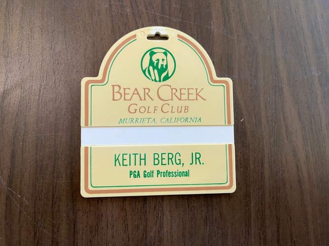 Bear Creek Golf Club MURRIETA, CALIFORNIA SUPER VINTAGE Plastic Golf Bag Tag!