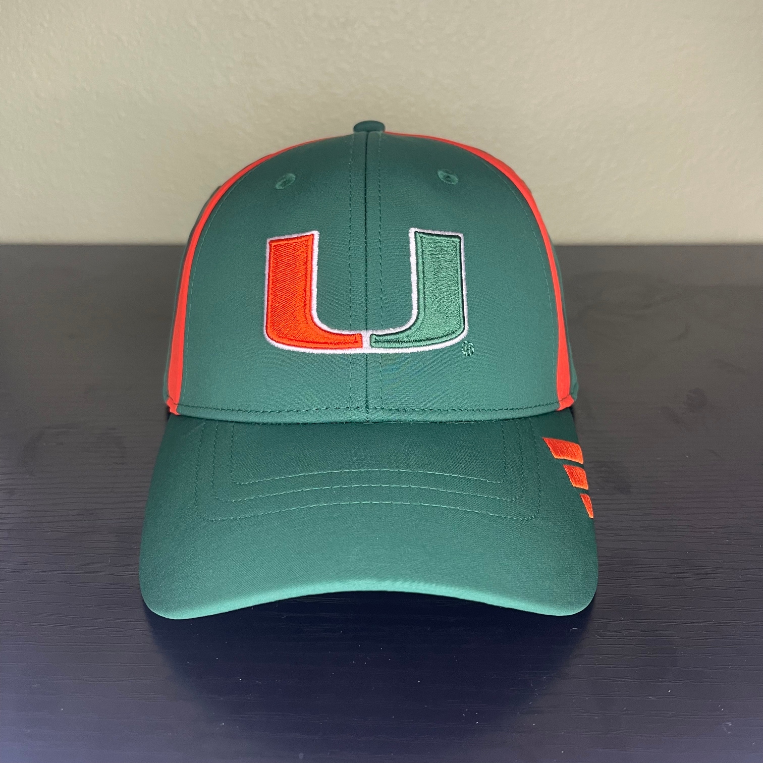 Miami Hurricanes Adidas Adjustable Strapback Hat Coaches Pack Green Orange