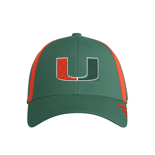 Miami Hurricanes Adidas Adjustable Strapback Hat Coaches Pack Green Orange