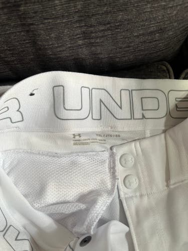 Under Armour White Youth XL Baseball Pants - no piping