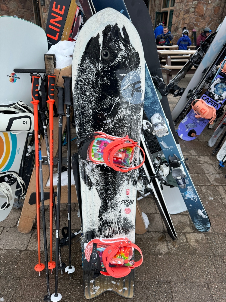 Powder Snowboard Size 145 With Bindings