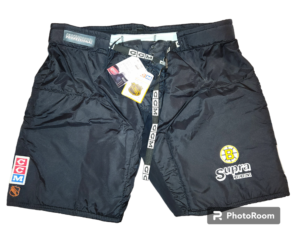 BOSTON BRUINS  CCM PANT LOWER / SHELL LARGE PRO STOCK VINTAGE NEW WITH TAGS MIC