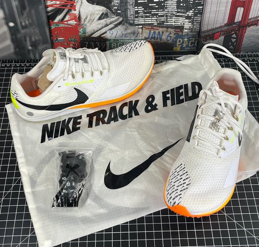 Nike Zoom Rival XC 6 White/ Orange Track Shoes Spikes Men’s 10.5 DX7999-100 New