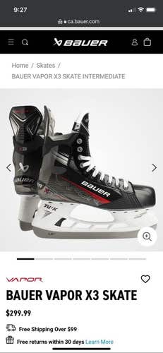 New Intermediate Bauer Vapor X3 Hockey Skates Regular Width Size 4.5