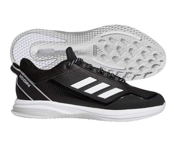 new men's size 9 Adidas Icon 7 Turf Baseball Shoe's S23711 Black White BSBL