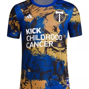 NWT Adidas men's medium portland timbers FC kick childhood cancer jersey PTFC