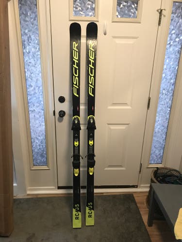 Used Fischer 183 cm Racing RC4 World Cup GS Skis With Bindings Max Din 13