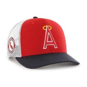 2024 RED LOS ANGELES ANGELS COOPERSTOWN RED SIDE NOTE 47 TRUCKER SNAPBACK