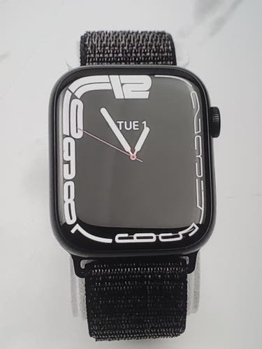 Apple Watch Series 7 45mm Midnight Aluminum Case with Black Nylon Loop GPS