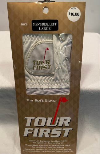 Tour First Golf Glove-Men’s Regular left large.-white -brand new