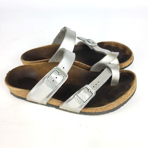 Birkenstock Mayari Girls Kid's Sandals Metallic Silver Toe Loop Shoes 31 / 13