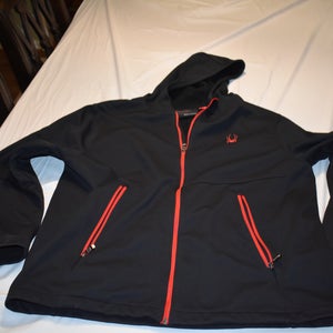 Spyder Full-Zip Hooded Winter Sports Jacket, Black/Red, Men's XL - Top Condition!