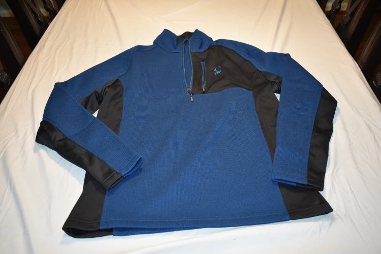 Spyder Half-Zip Sweatshirt, Blue/Black, Adult XL - Top Condition!
