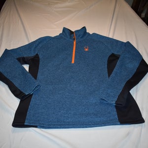 Spyder Half-Zip Sweatshirt, Blue/Black/Orange, Medium - Top Condition!