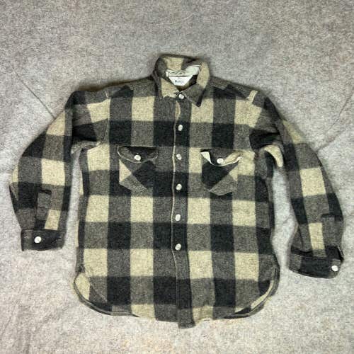 Vintage Woolrich Mens Shirt Extra Large Flannel Black Gray Wool Shacket USA Top