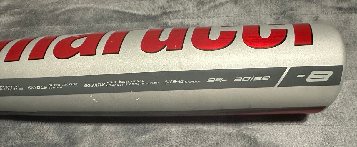 Used USSSA Certified Marucci (-8) 22 oz 30" CAT X Bat