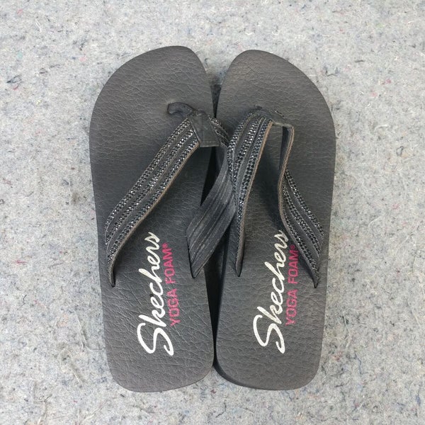 Skechers Sandals Yoga Foam Womens 8 Flip Flop Shoes Black Comfort Slip On