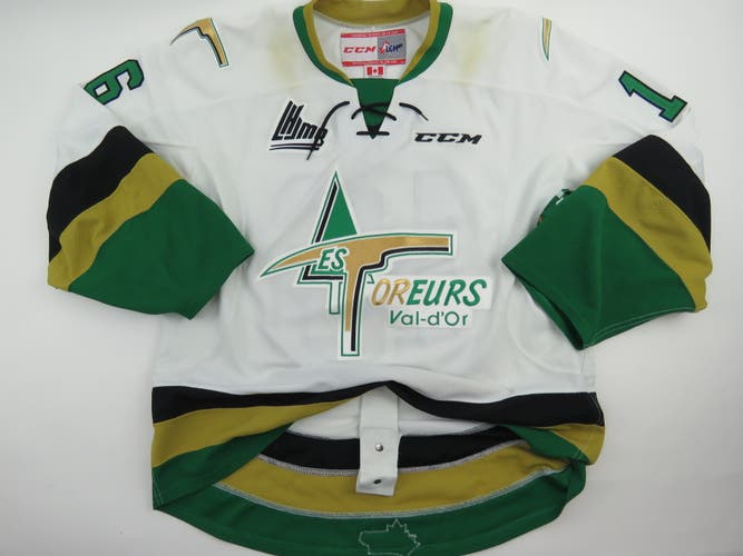 CCM Les Foreurs de Val-d'Or Game Worn QMJHL Pro Stock Hockey Jersey White 54 #16