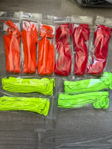 Goalie Shooters Variety Orange Red Neon green and Volt Yellow 20 Laces
