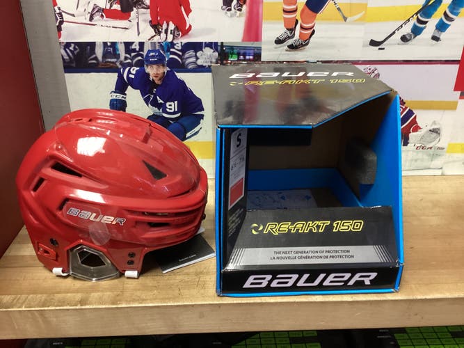 New small red Bauer Re-Akt 150 Helmet