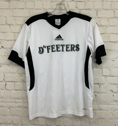Adidas Youth Unisex Tabela II D'Feeters White Black SS Vneck Soccer Jersey NWT